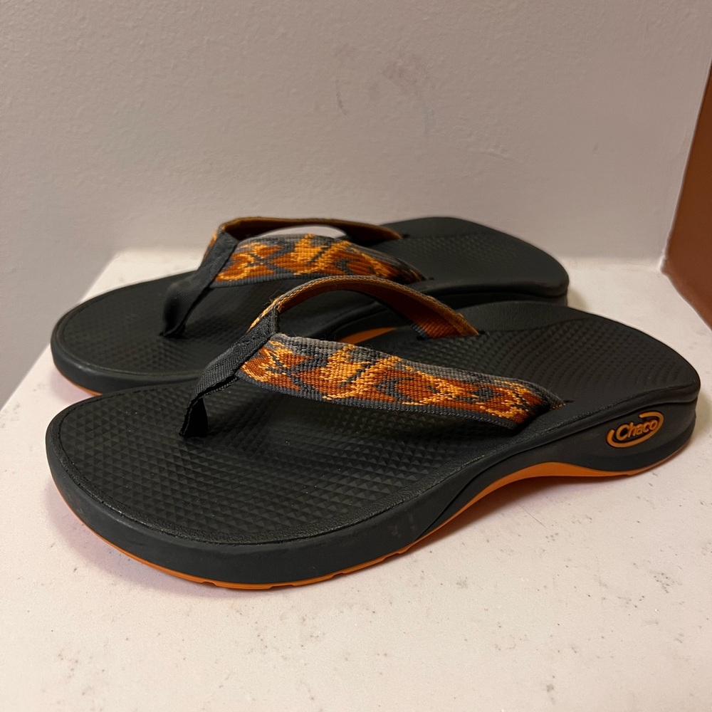 CHACO Black Orange & Gray Sandals Youth Size 3 Flip Flops